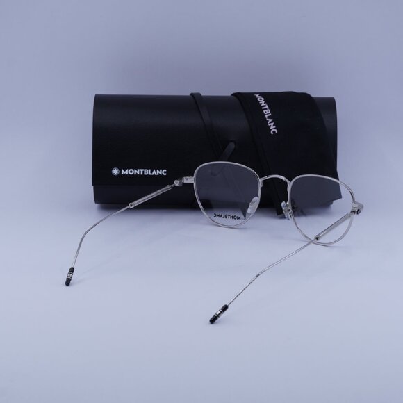 Montblanc MB0111O 001 Eyeglasses Silver 49mm Geometric Frame - Picture 11 of 11